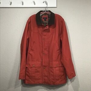 Lands' End Barn Coat Men's LT Chore Jacket Canvas Corduroy Collar Flannel Lined